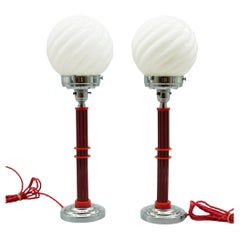A Pair of Redeed Catalin Art Deco Style Table Lamps