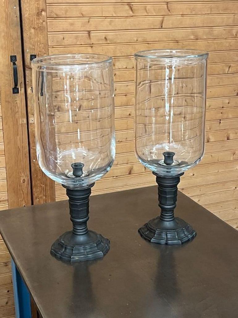 French A Pair of Régence Style Patinated Bronze Photophores, late 20th Century