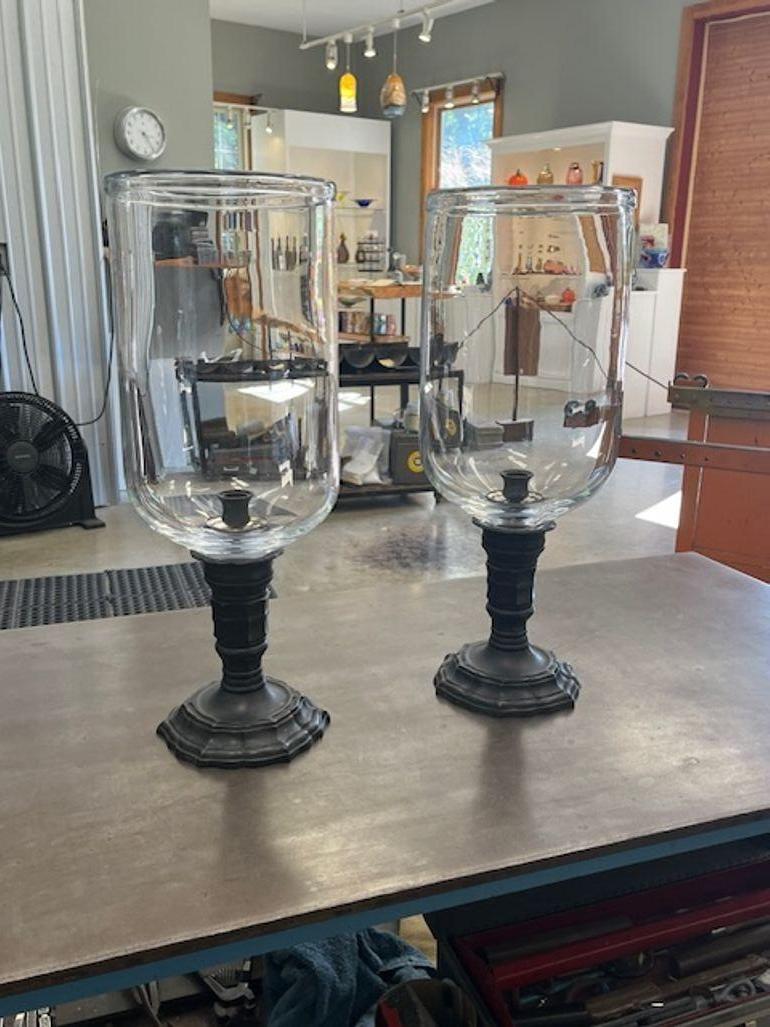 A Pair of Régence Style Patinated Bronze Photophores, late 20th Century In Excellent Condition In Spencertown, NY
