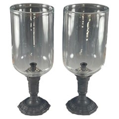 A Pair of Régence Style Patinated Bronze Photophores, late 20th Century