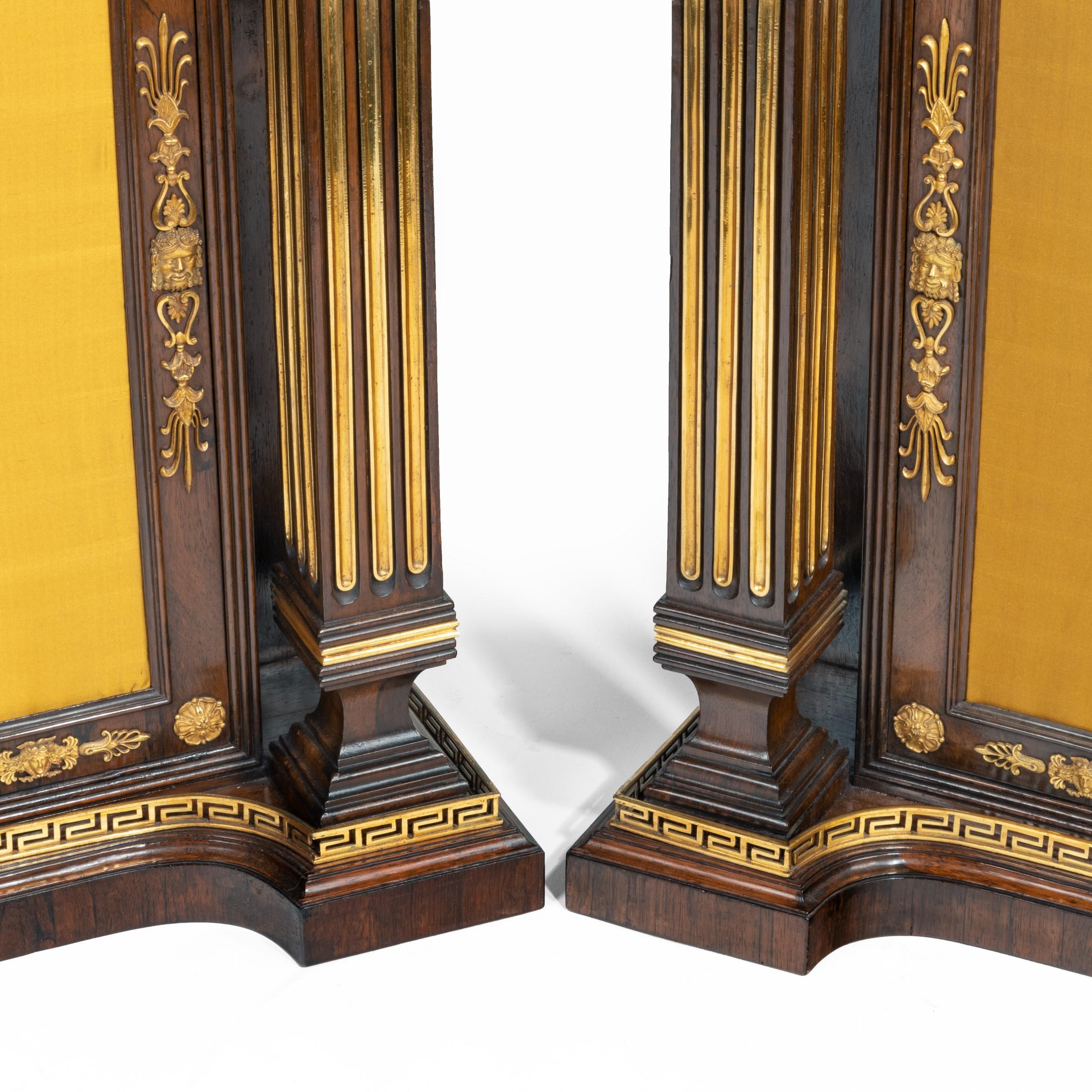 Pair of Regency Brass-Inlaid Rosewood Side Cabinets For Sale 11
