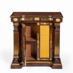 Pair of Regency Brass-Inlaid Rosewood Side Cabinets