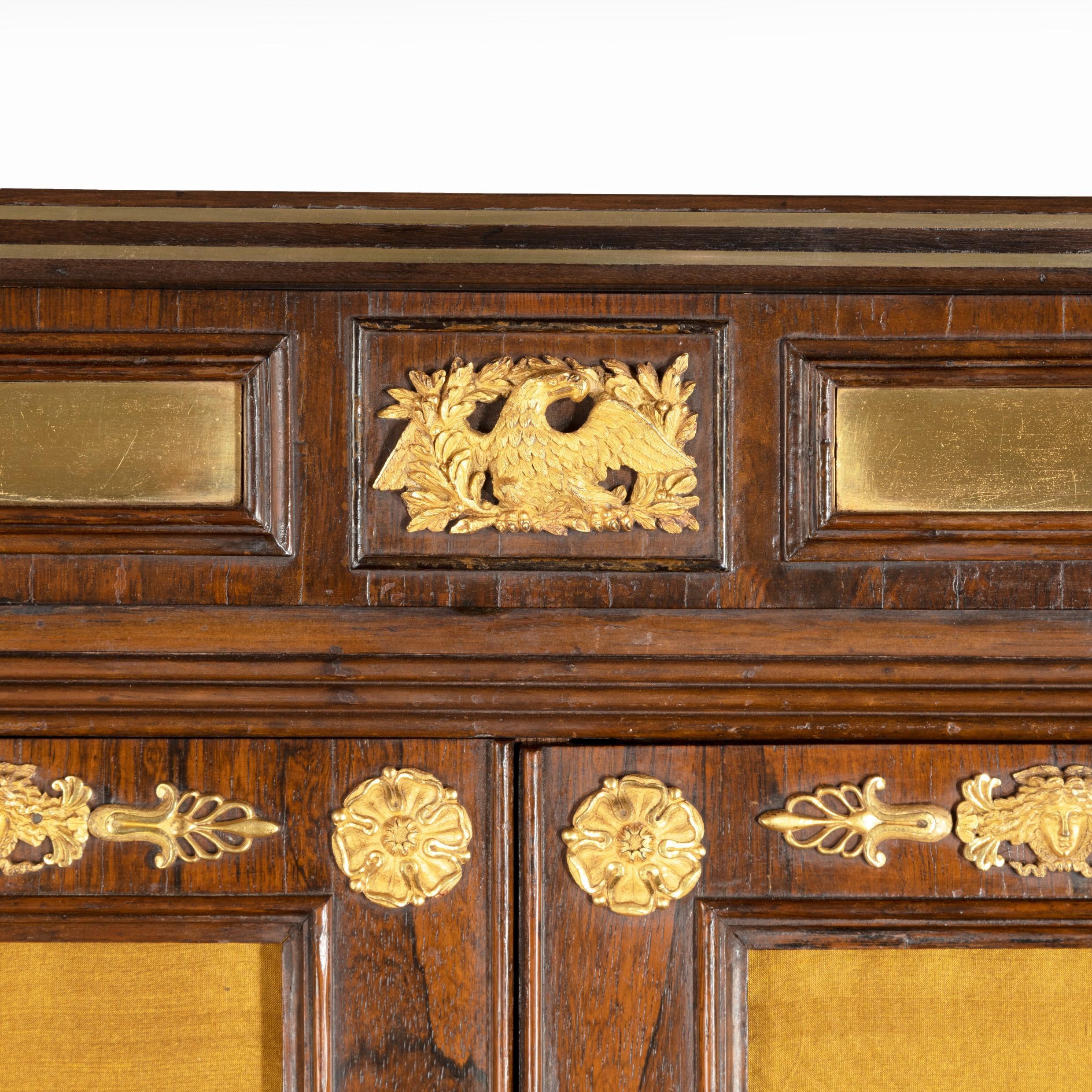 British Pair of Regency Brass-Inlaid Rosewood Side Cabinets For Sale