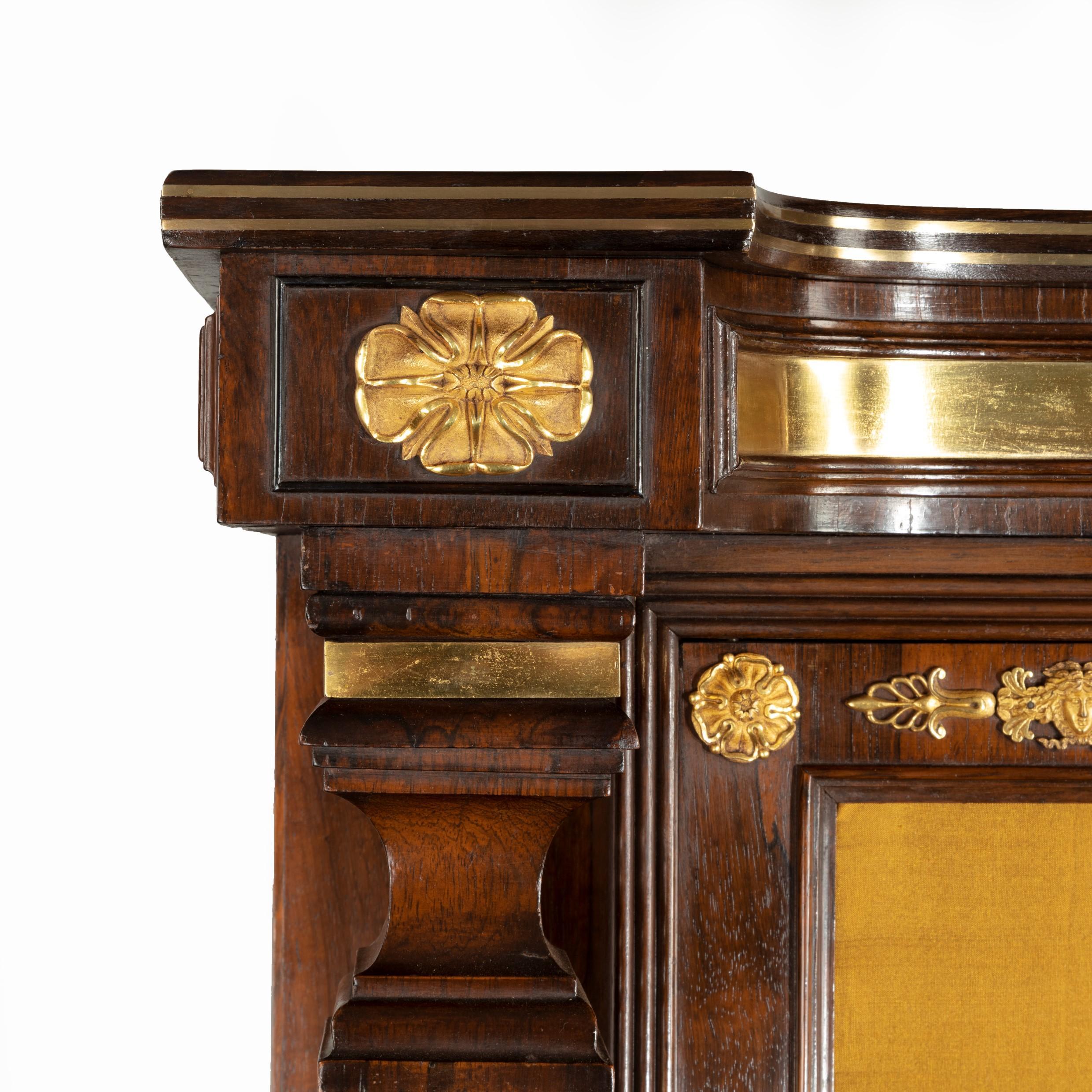 Pair of Regency Brass-Inlaid Rosewood Side Cabinets In Good Condition For Sale In Lymington, Hampshire