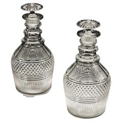 Pair of Regency Cut Crystal Decanters