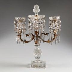 Pair of Regency Cut Glass Candelabra