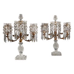 Pair of Regency Cut Glass Candelabra