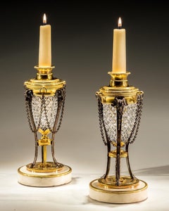 A Pair Of Regency Ormolu & Cut Glass Cassoletts