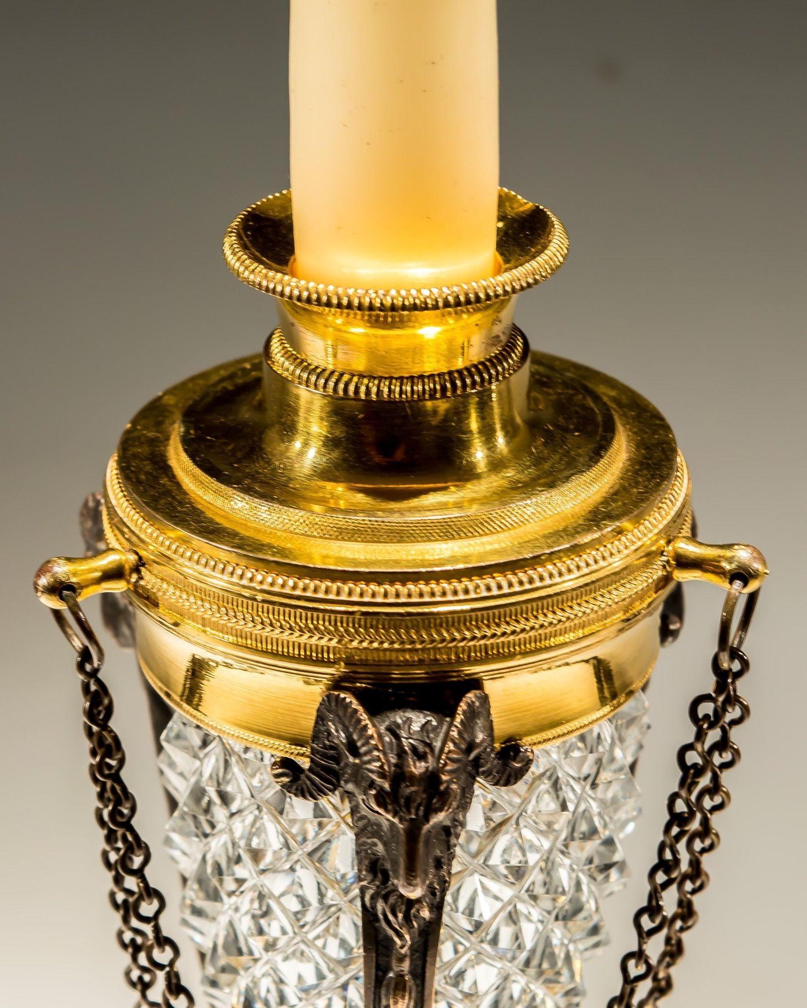 A Pair Of Regency Ormolu & Cut Glass Cassoletts For Sale 1
