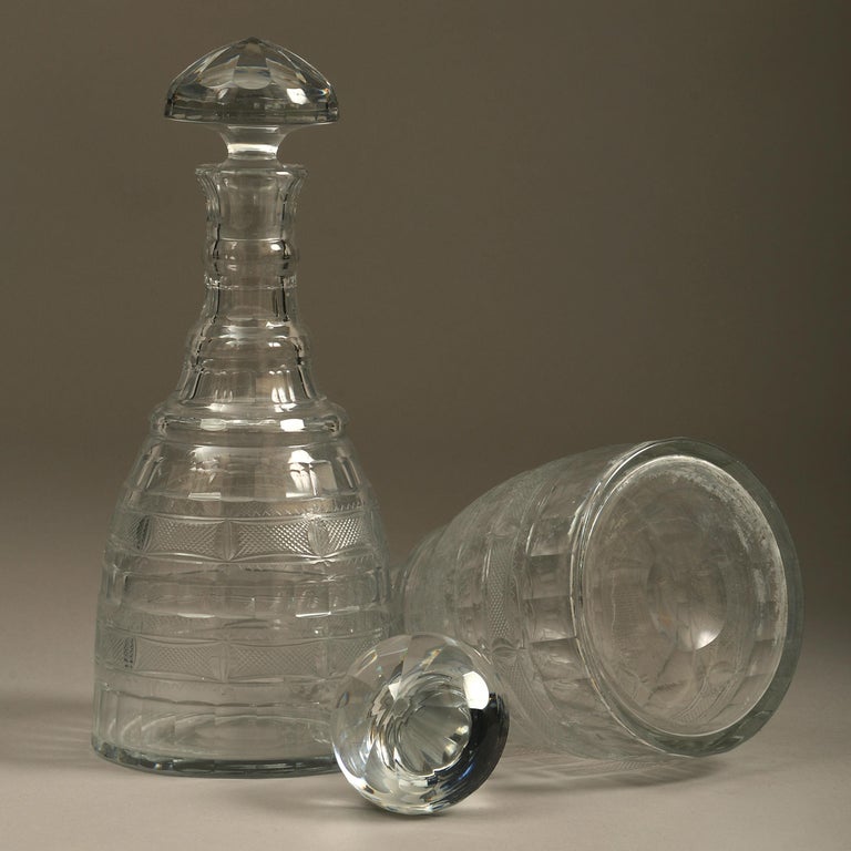 Pair of Regency Period Cut Glass Decanters For Sale at 1stdibs