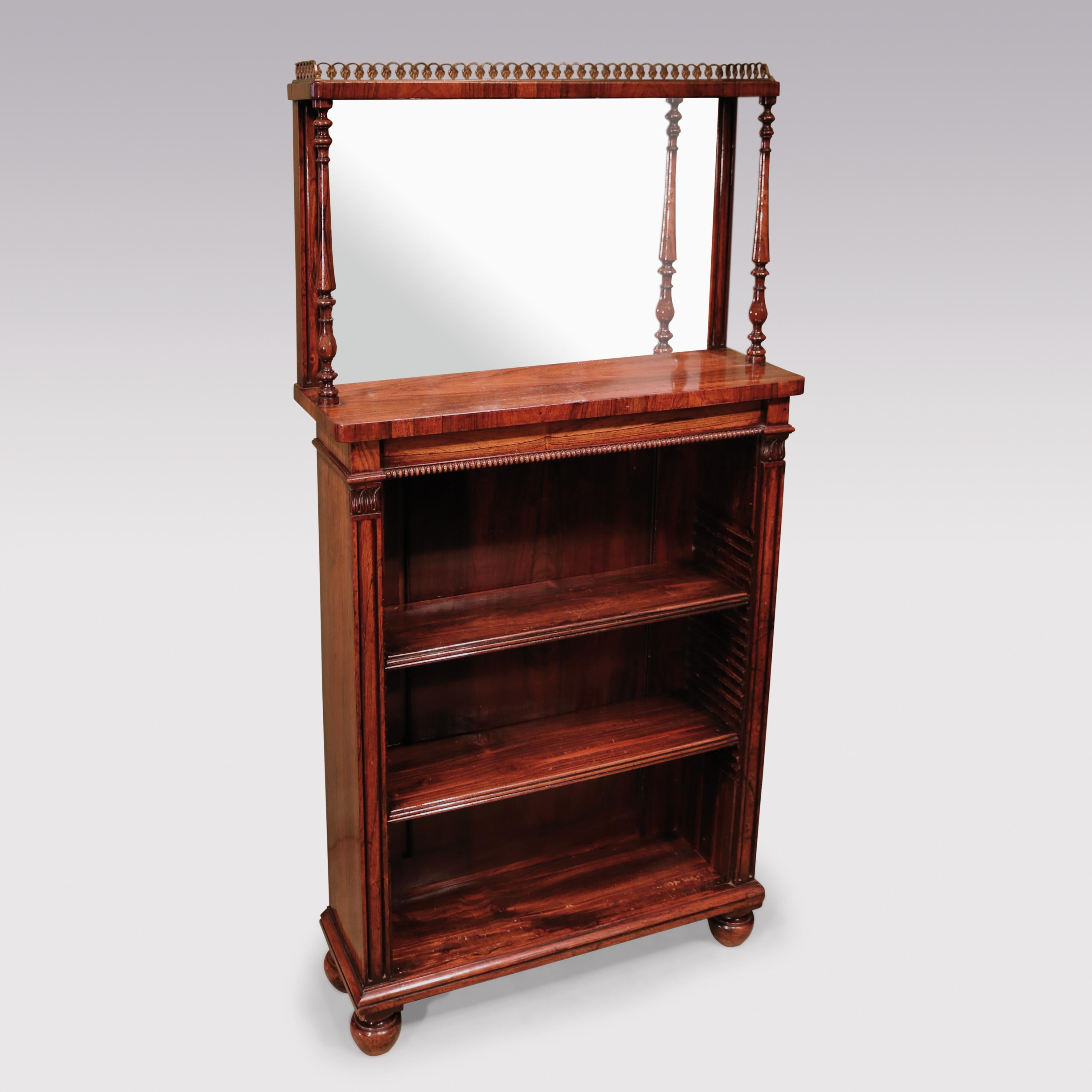 English Pair of Regency Period Rosewood Open Bookcases For Sale