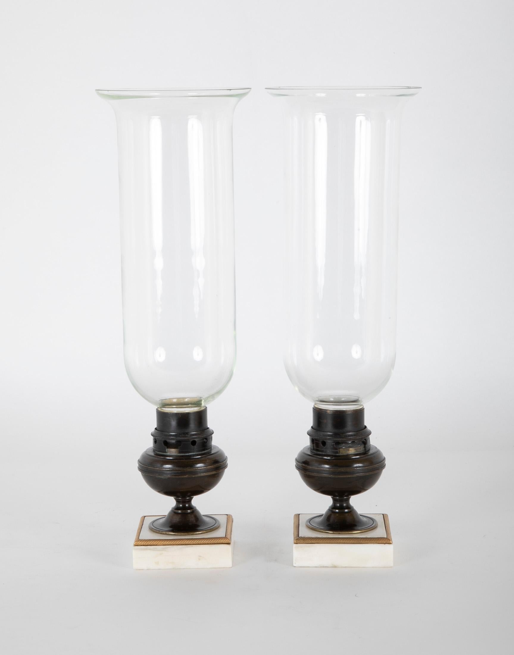 A pair of Regency photophores formerly oil lamps, circa 1840.