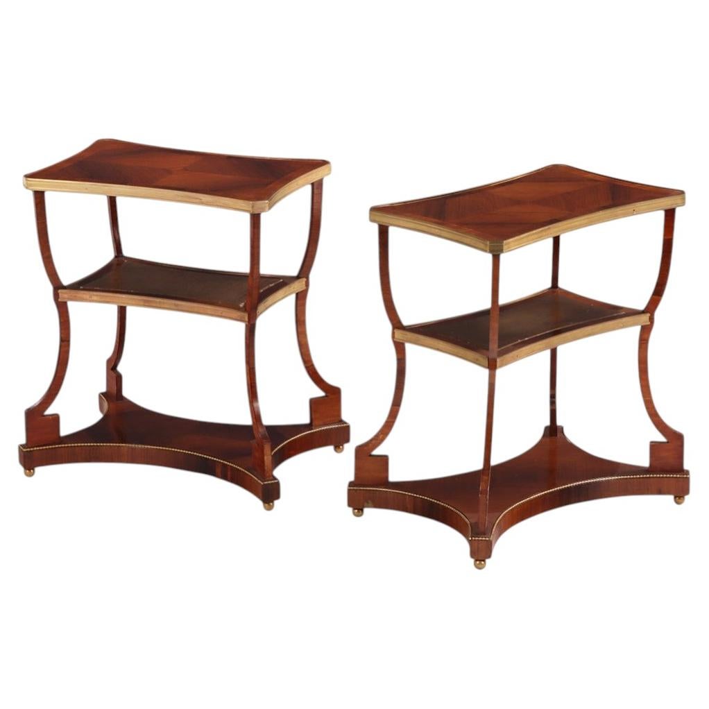A Pair of Regency style Rosewood, Leather & Bronze Mounted Three-Tier End Tables