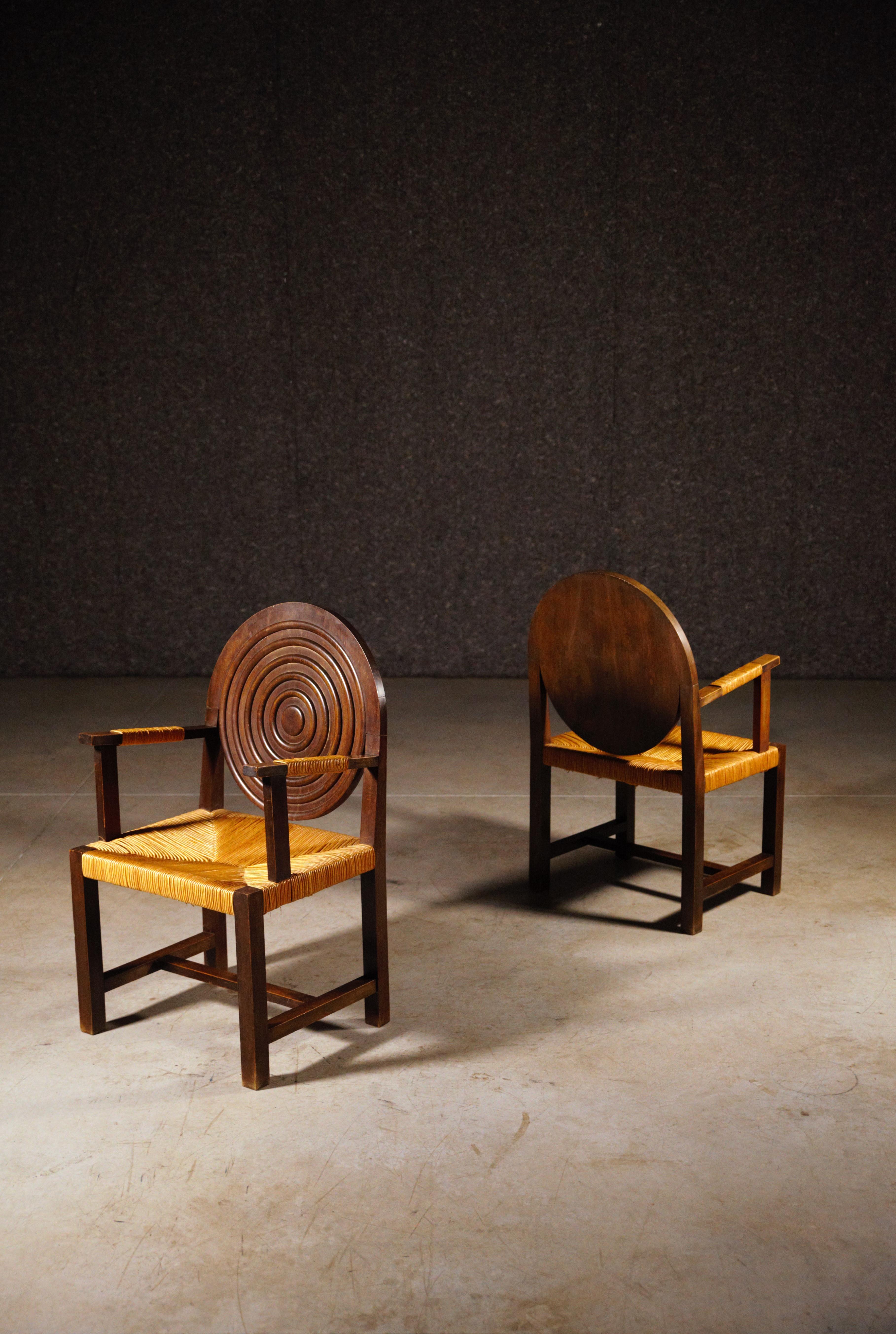 Ein Paar regionalistische Sessel von Benjamin Gomez, Frankreich 1940er Jahre im Angebot 10