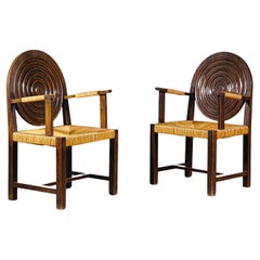 Paire de fauteuils régionalistes de Benjamin Gomez, France, années 1940