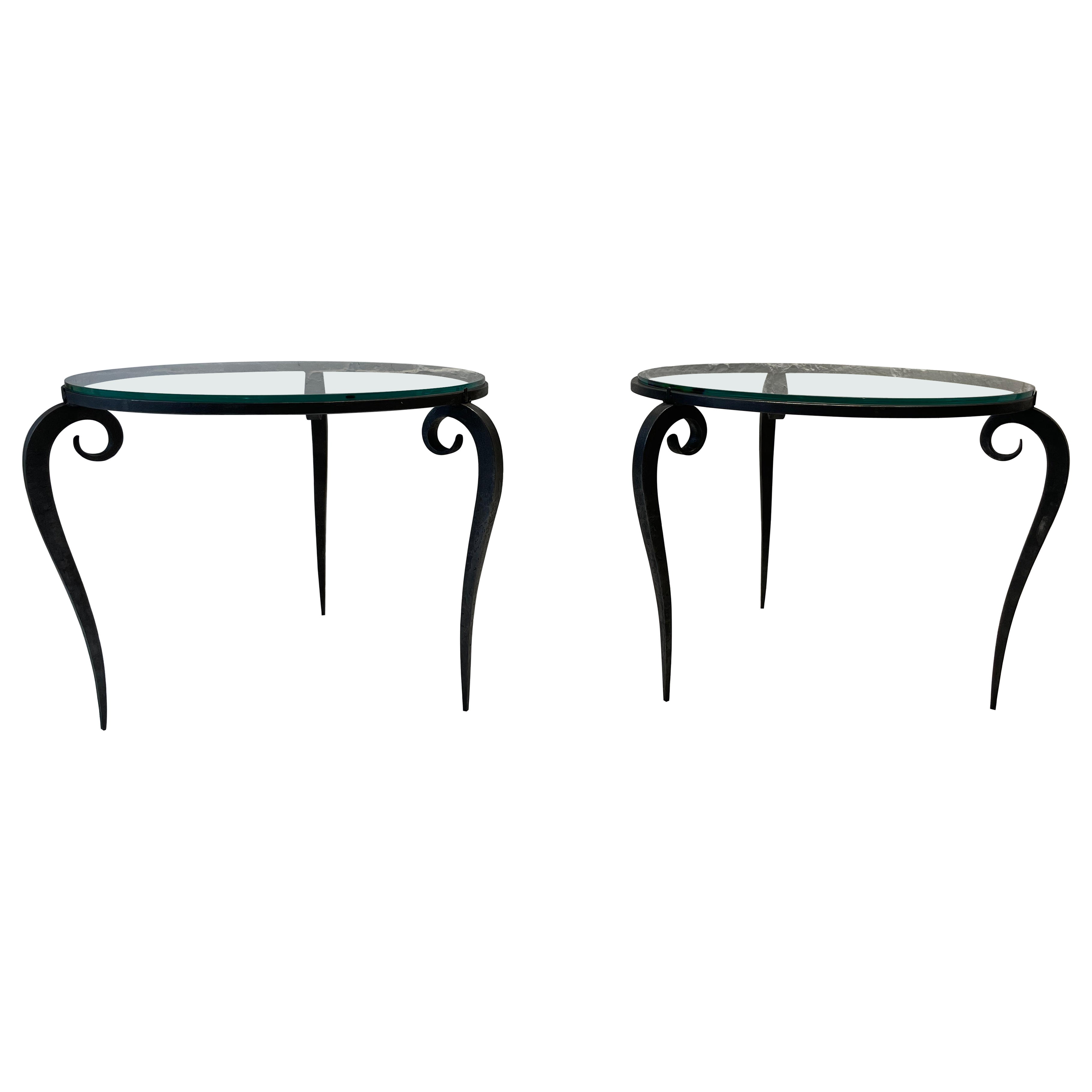 A pair of Rene Prou Wrought iron side table