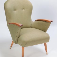 Pair of Restored Danish Armchairs with Rolled Arms, circa 1950
