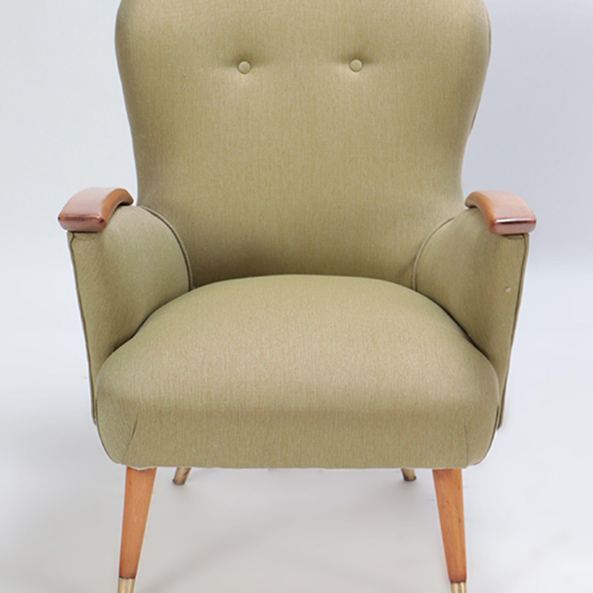 Mid-Century Modern Pair of Restored Danish Armchairs with Rolled Arms, circa 1950 For Sale