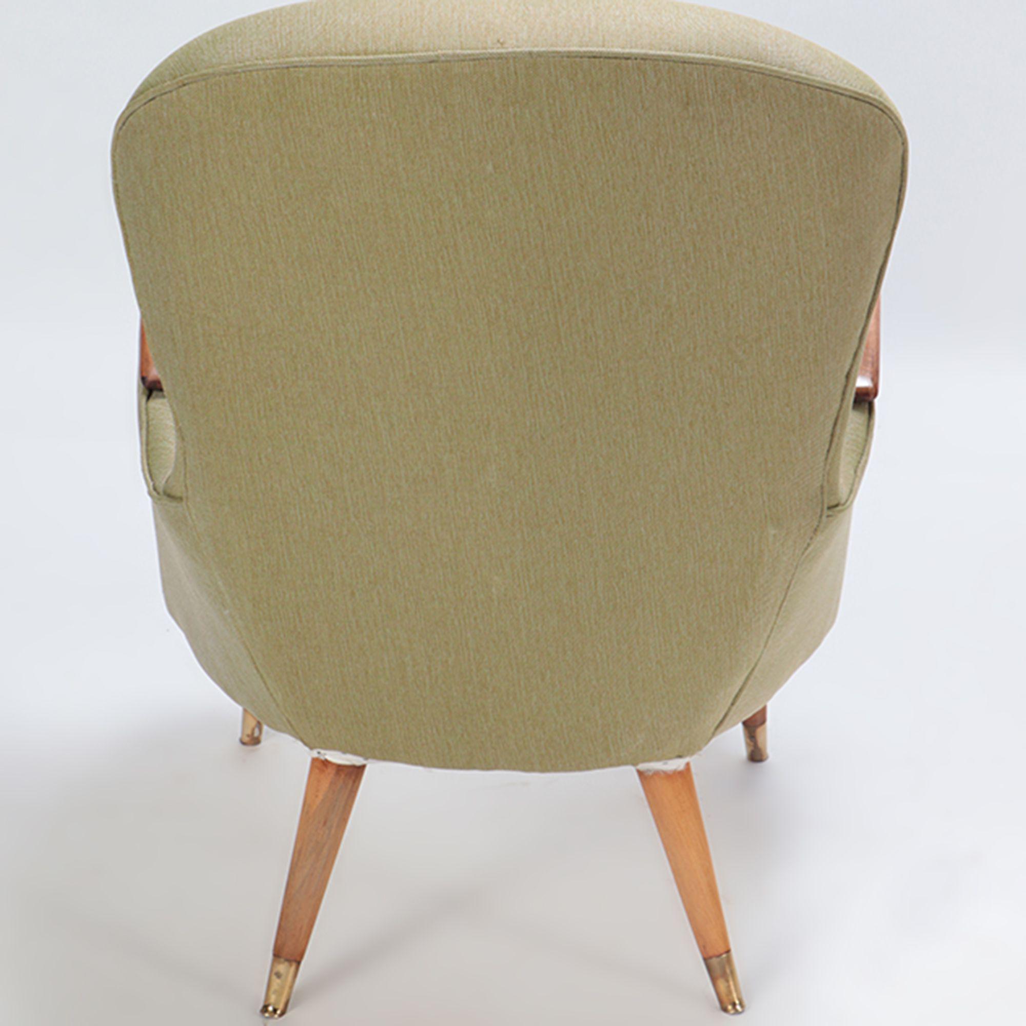 Wood Pair of Restored Danish Armchairs with Rolled Arms, circa 1950 For Sale