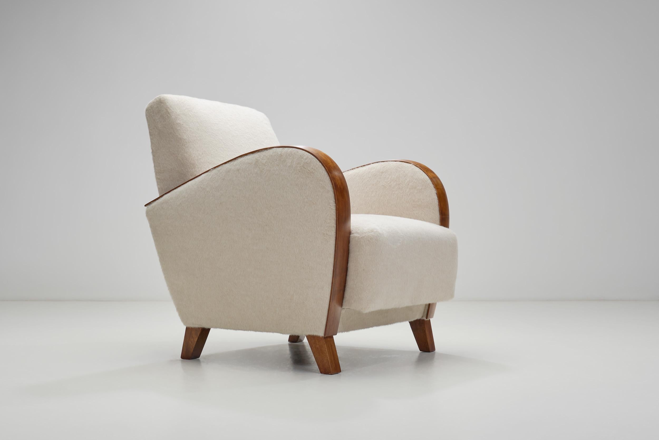 Fabric A Pair of Reupholstered Funkis Armchairs by Axel Einar Hjorth, Sweden 1930s.