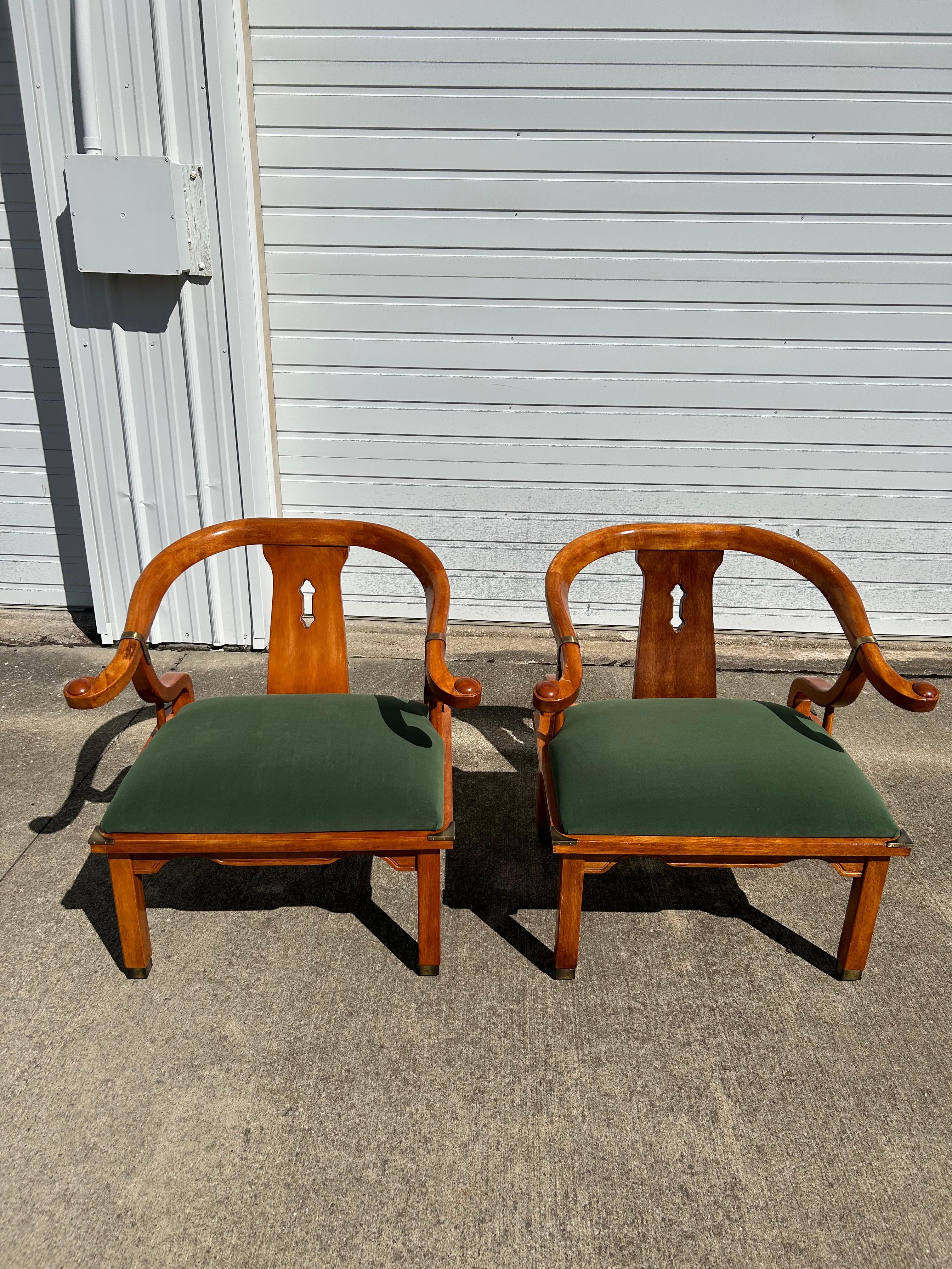 Mid-Century Modern A Pair of Reupholstered James Mont Style Ming Chinoiserie Side Chairs