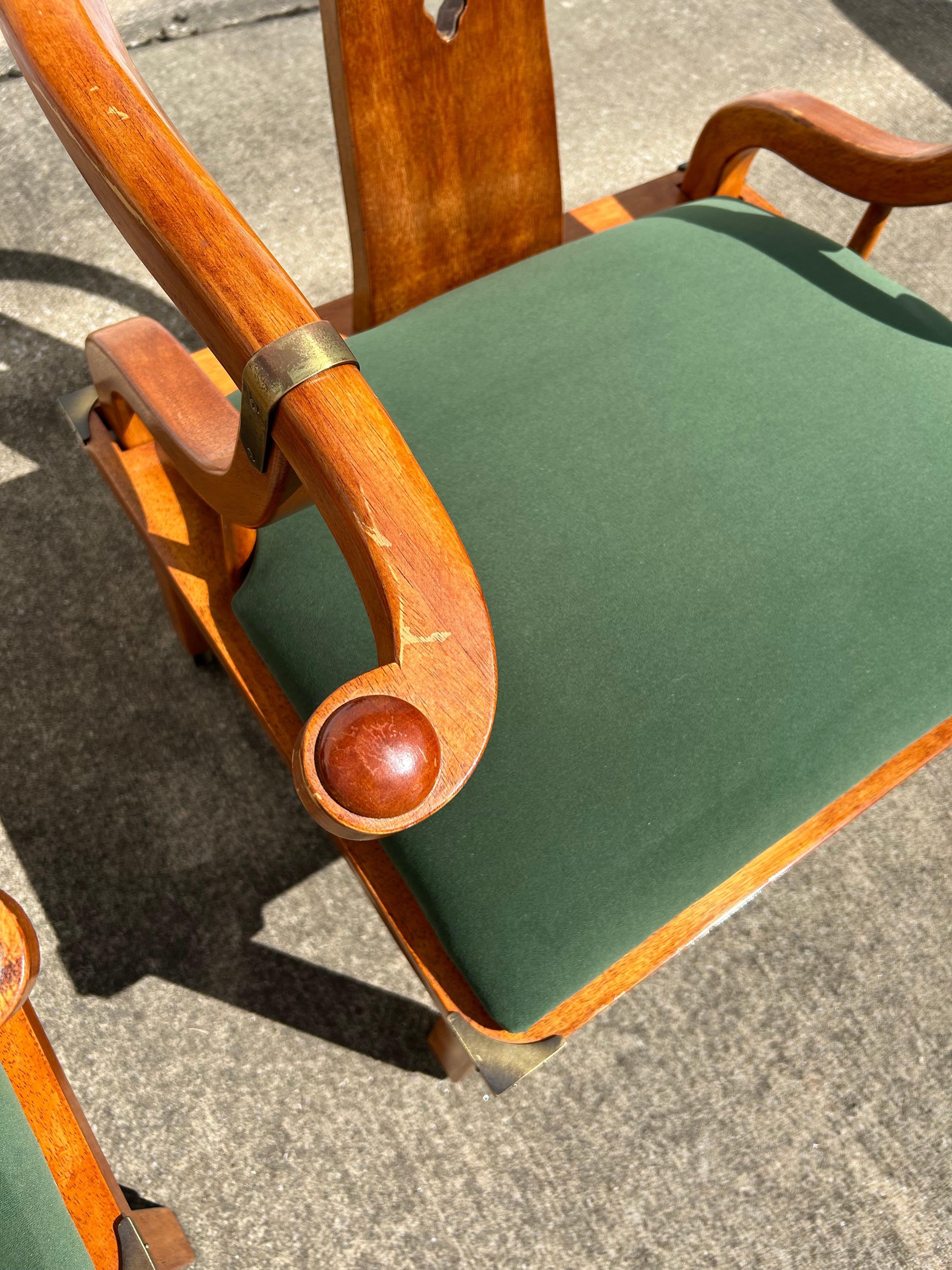 Brass A Pair of Reupholstered James Mont Style Ming Chinoiserie Side Chairs