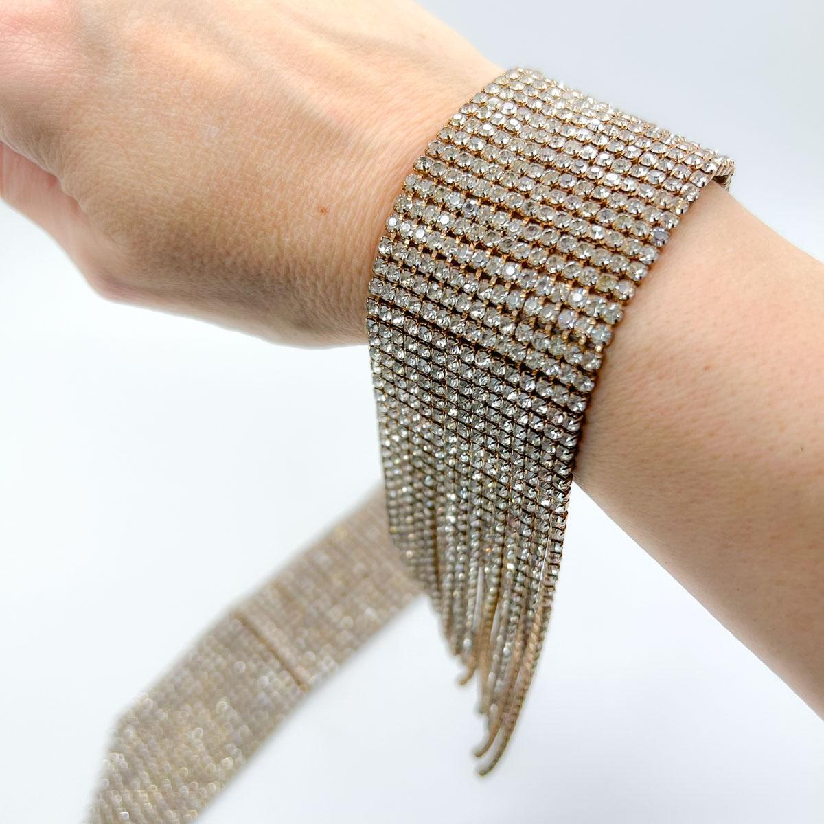 A Pair of Rhinestone Tassel Cuff 2000s In Good Condition For Sale In Wilmslow, GB