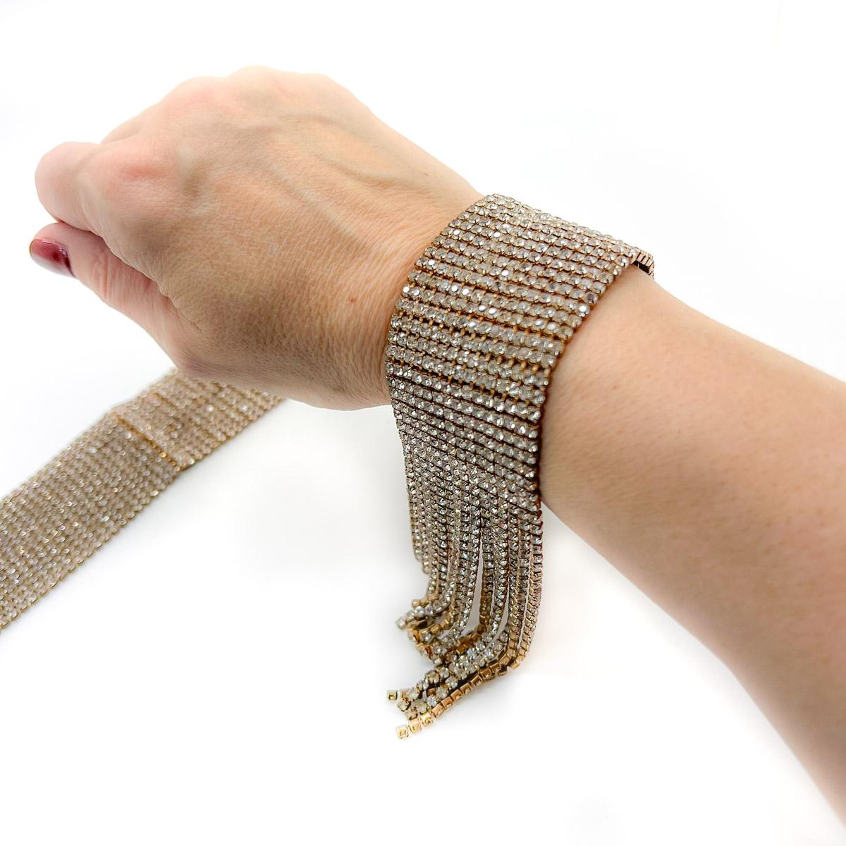 Women's or Men's A Pair of Rhinestone Tassel Cuff 2000s For Sale