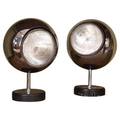 Vintage Pair of Robust Chrome Eyeball Desk Lamps, circa 1970s