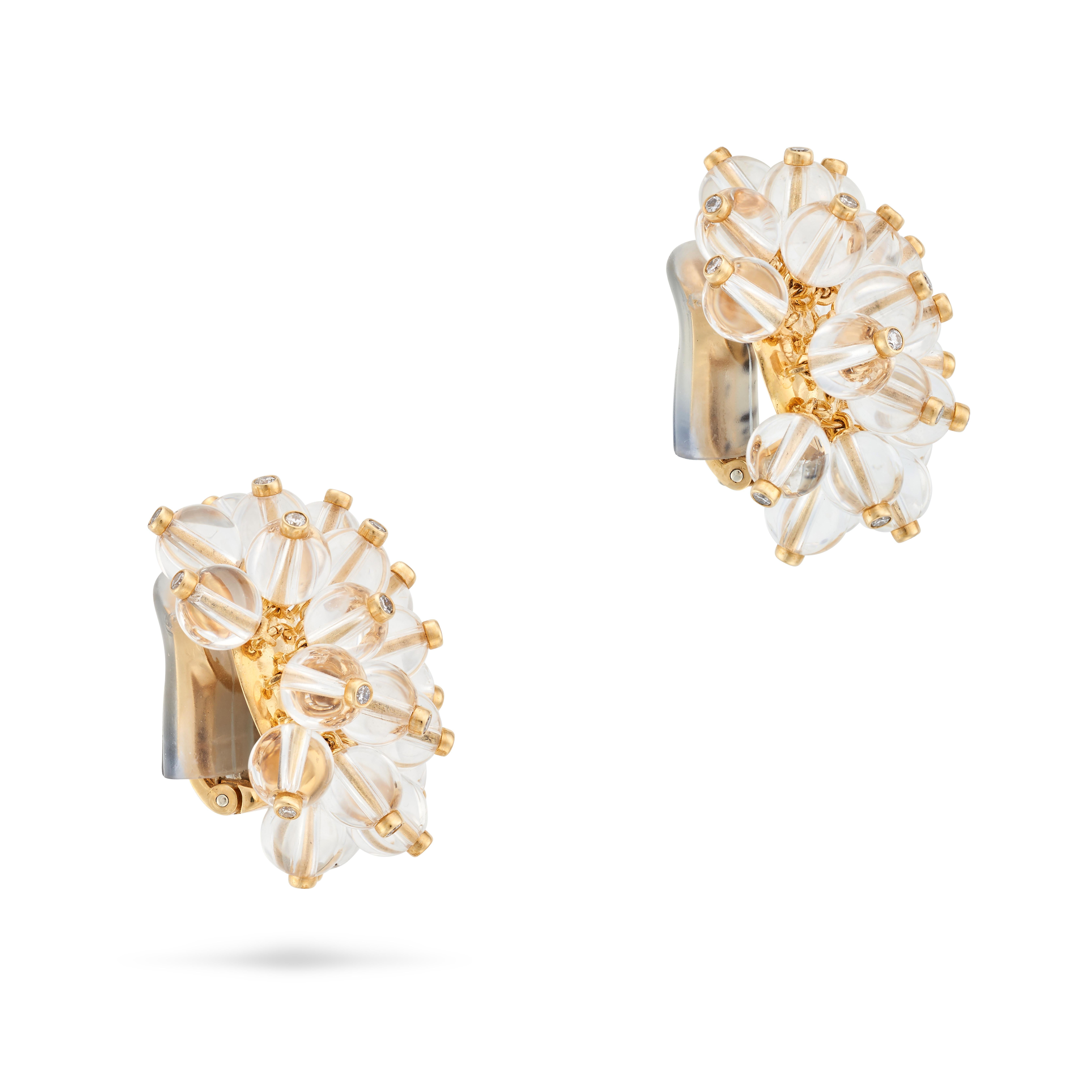 These beautiful earrings are set with a cluster of articulated polished rock crystal beads in precious 18 carat yellow gold. 

-Signed Aletto Bros 
- Stamped 750
- Height approximately 3.0cm
- Height in inches approximately 1.18in
- Weight
