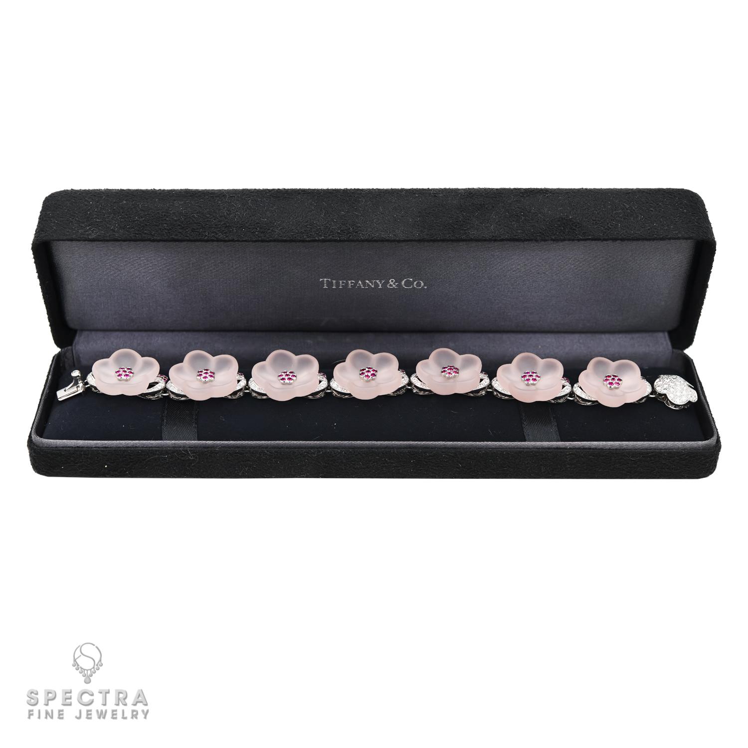 Paire de bracelets en cristal de roche, quartz, diamant et fleur par Tiffany & Co. Excellent état - En vente à New York, NY