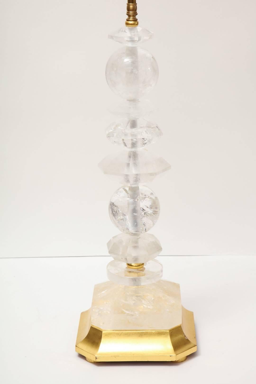 Contemporary Pair of Rock Crystal Table Lamps