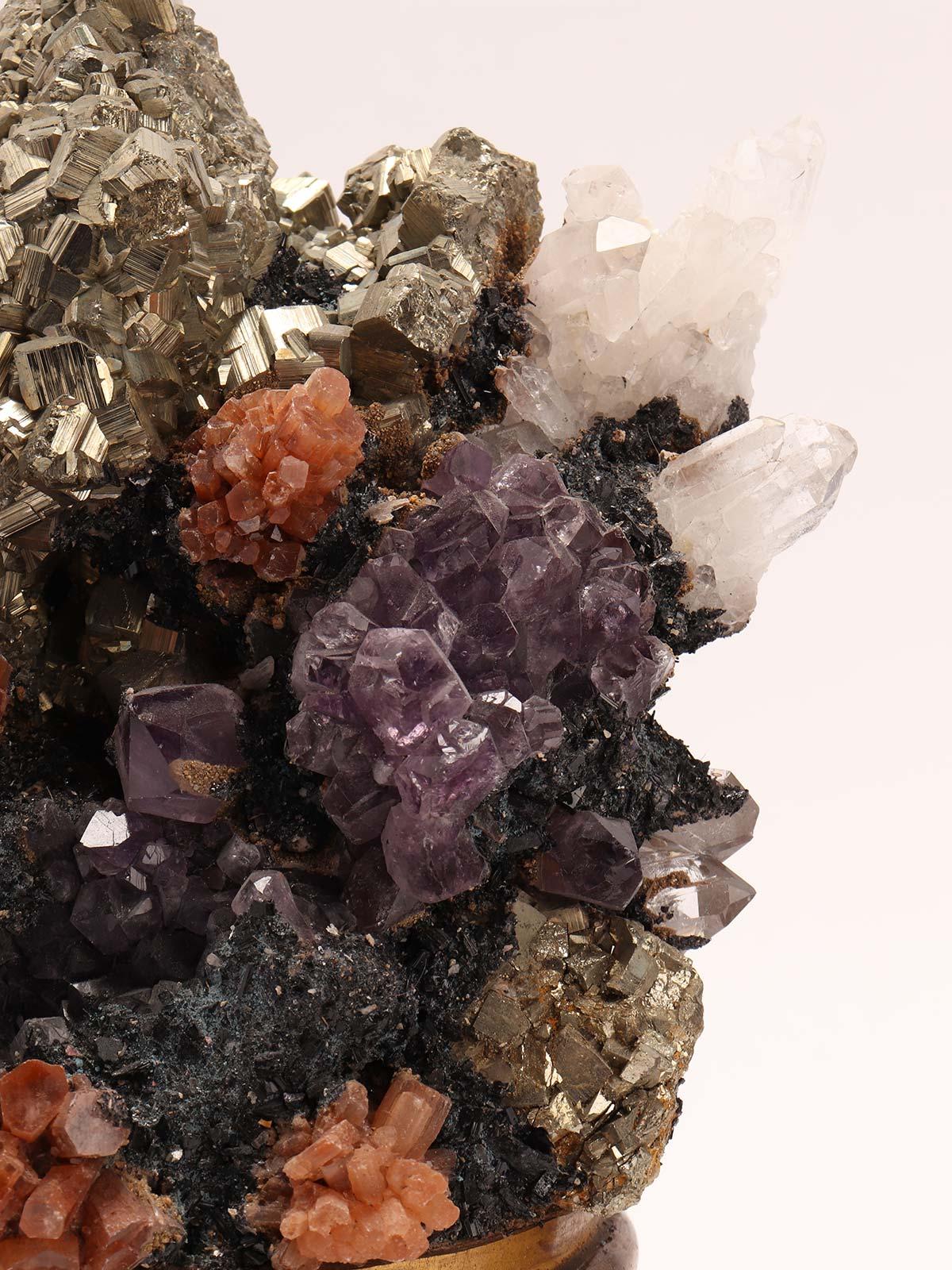 Pair of Rock Crystals, Amethyste, Pyrite and Aragonite Druzes, Italy 1880 For Sale 2