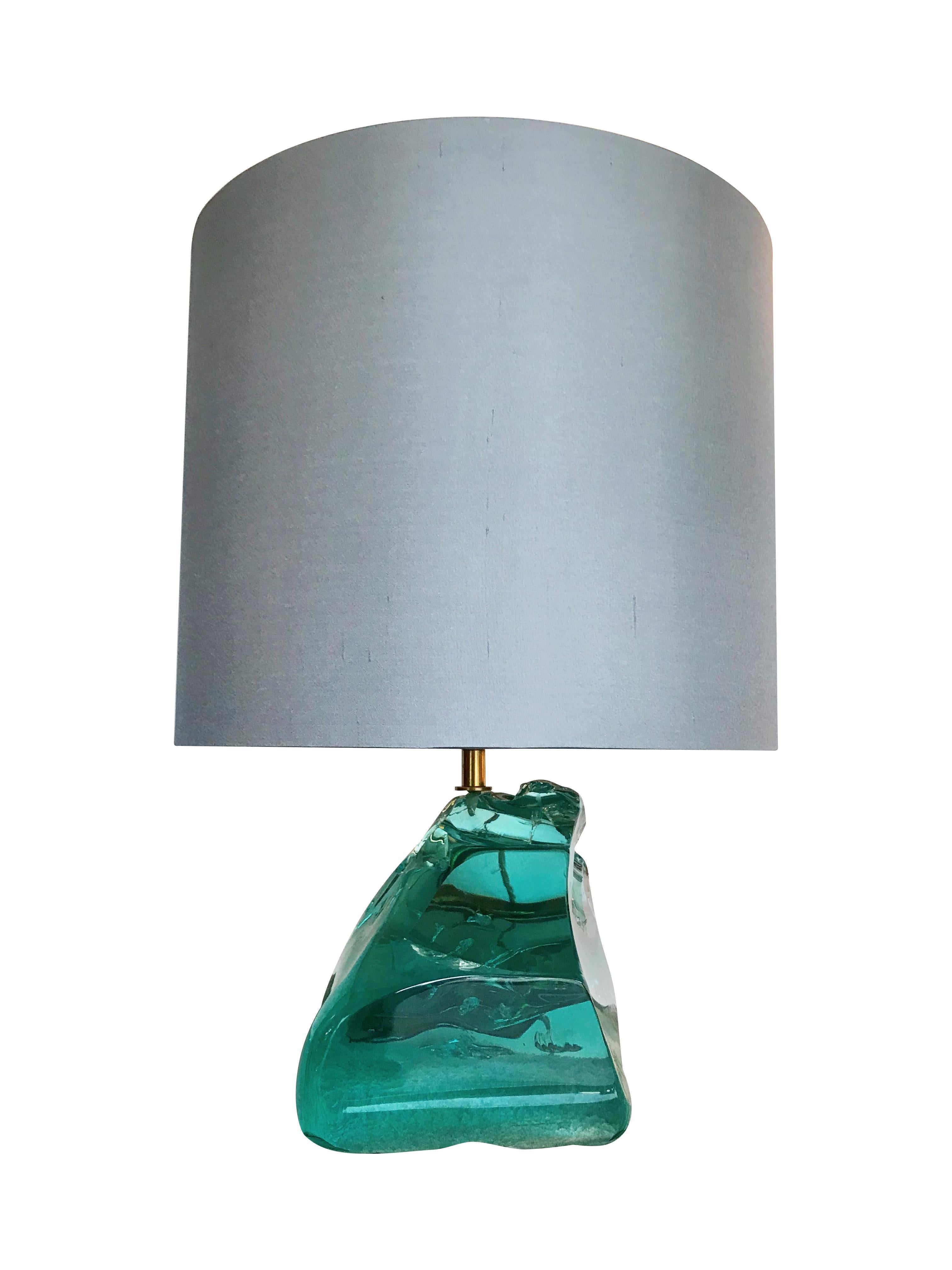 Pair of Rock Glass Lamps in the Style of Max Ingrand 2