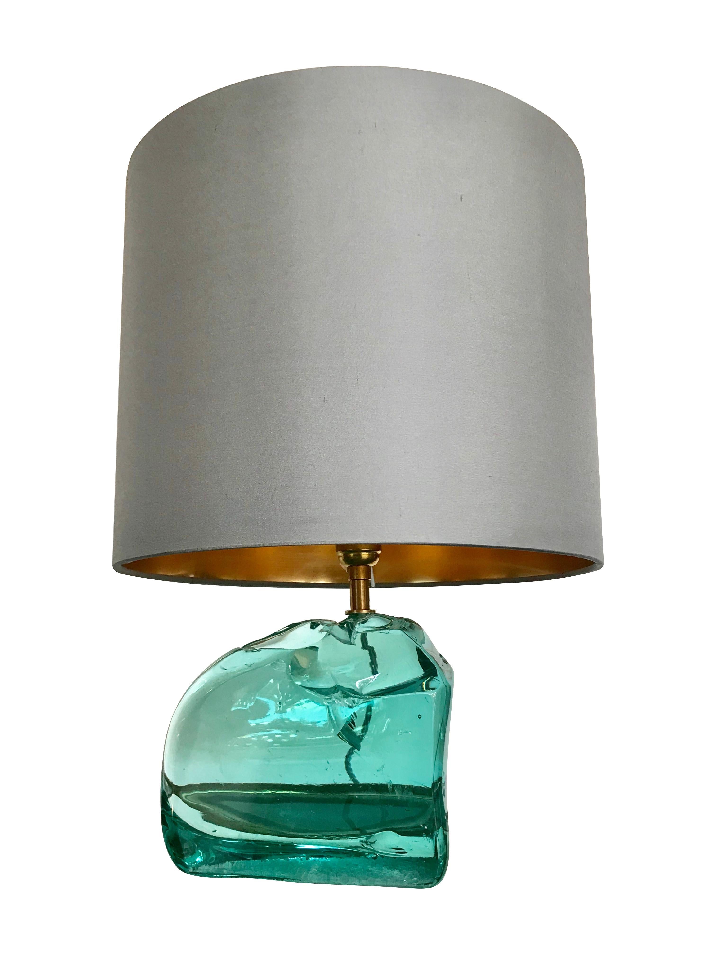 Polished Pair of Rock Glass Lamps in the Style of Max Ingrand