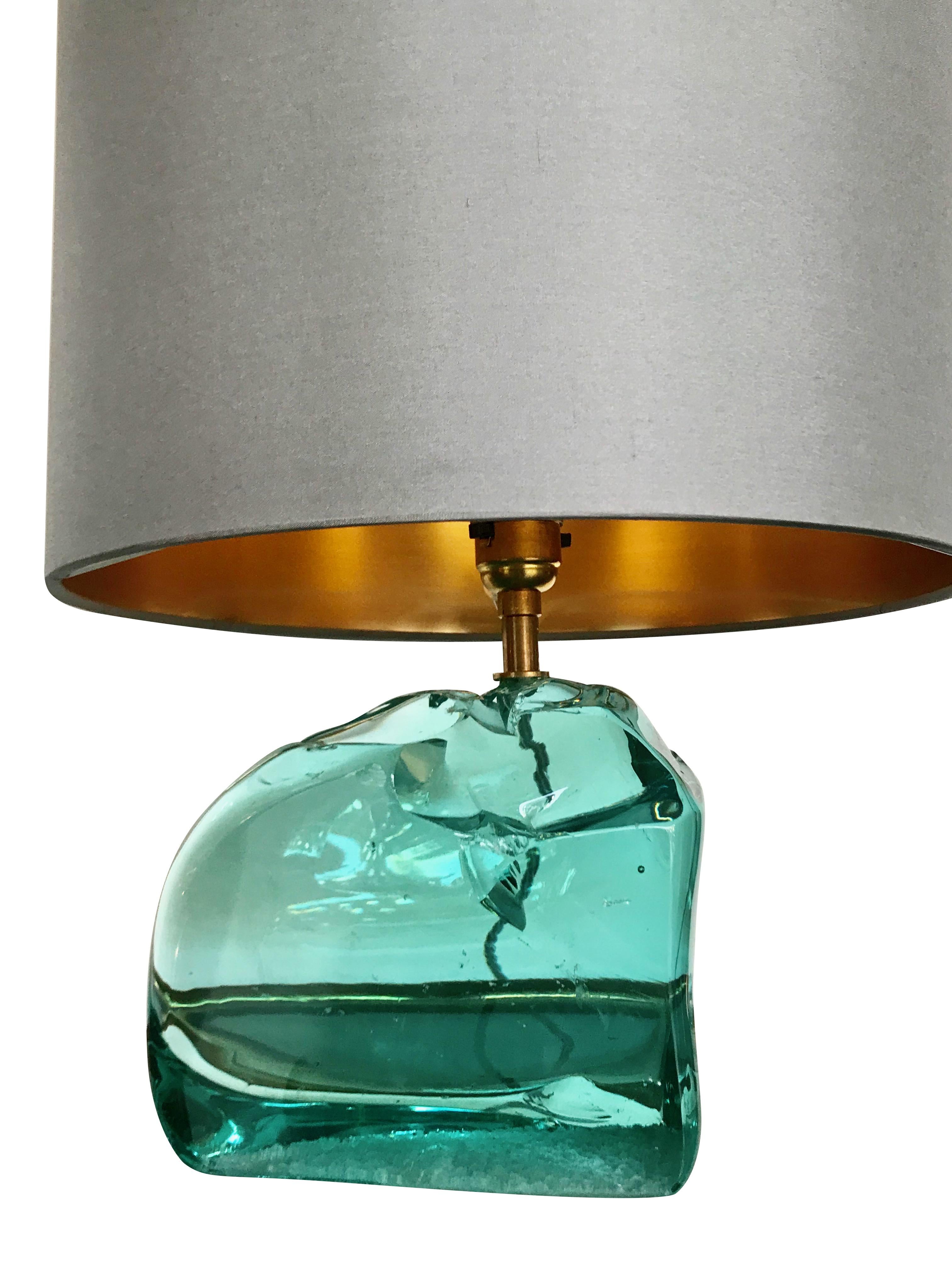 Pair of Rock Glass Lamps in the Style of Max Ingrand In Good Condition In London, GB