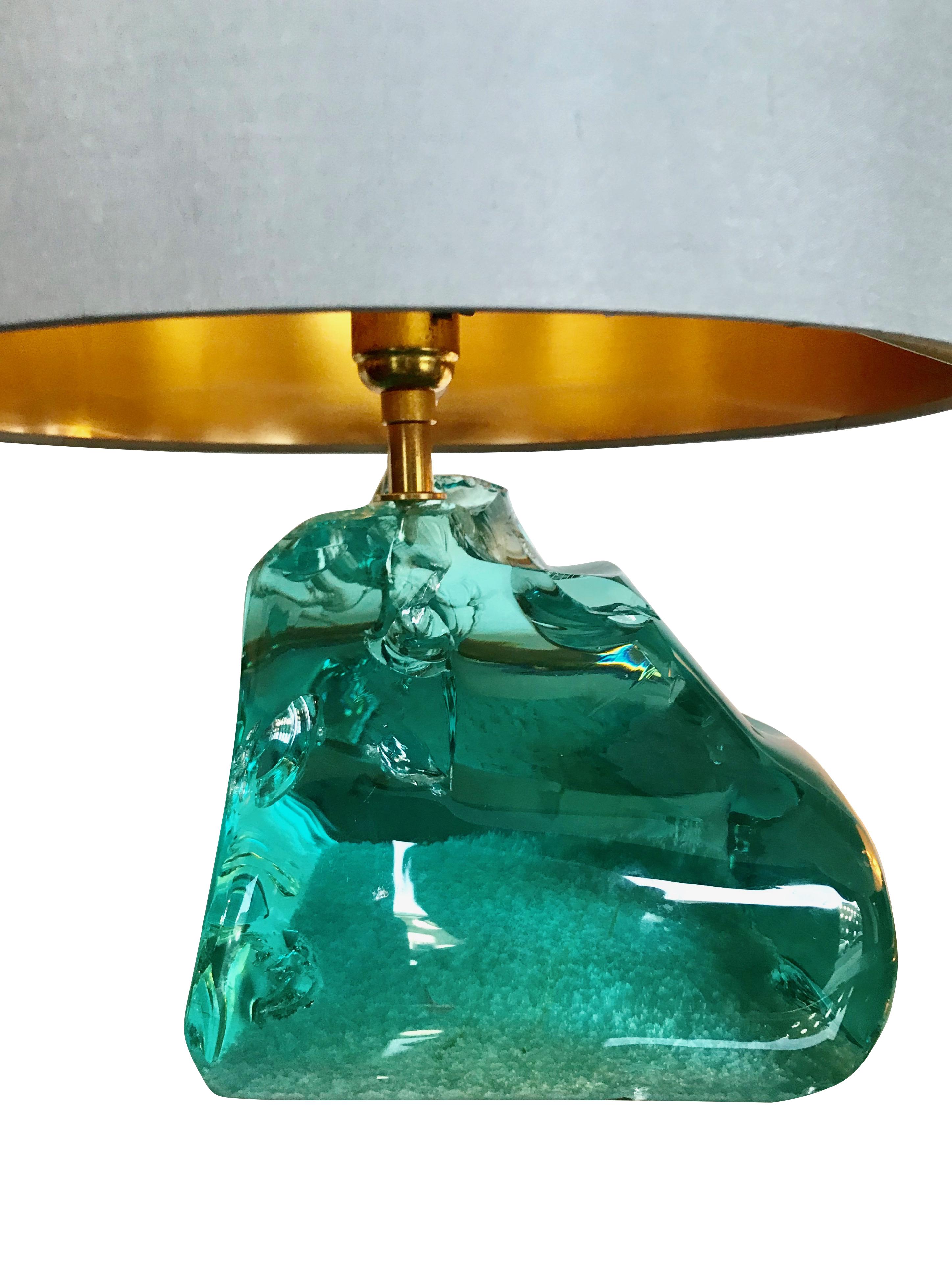 Pair of Rock Glass Lamps in the Style of Max Ingrand 1