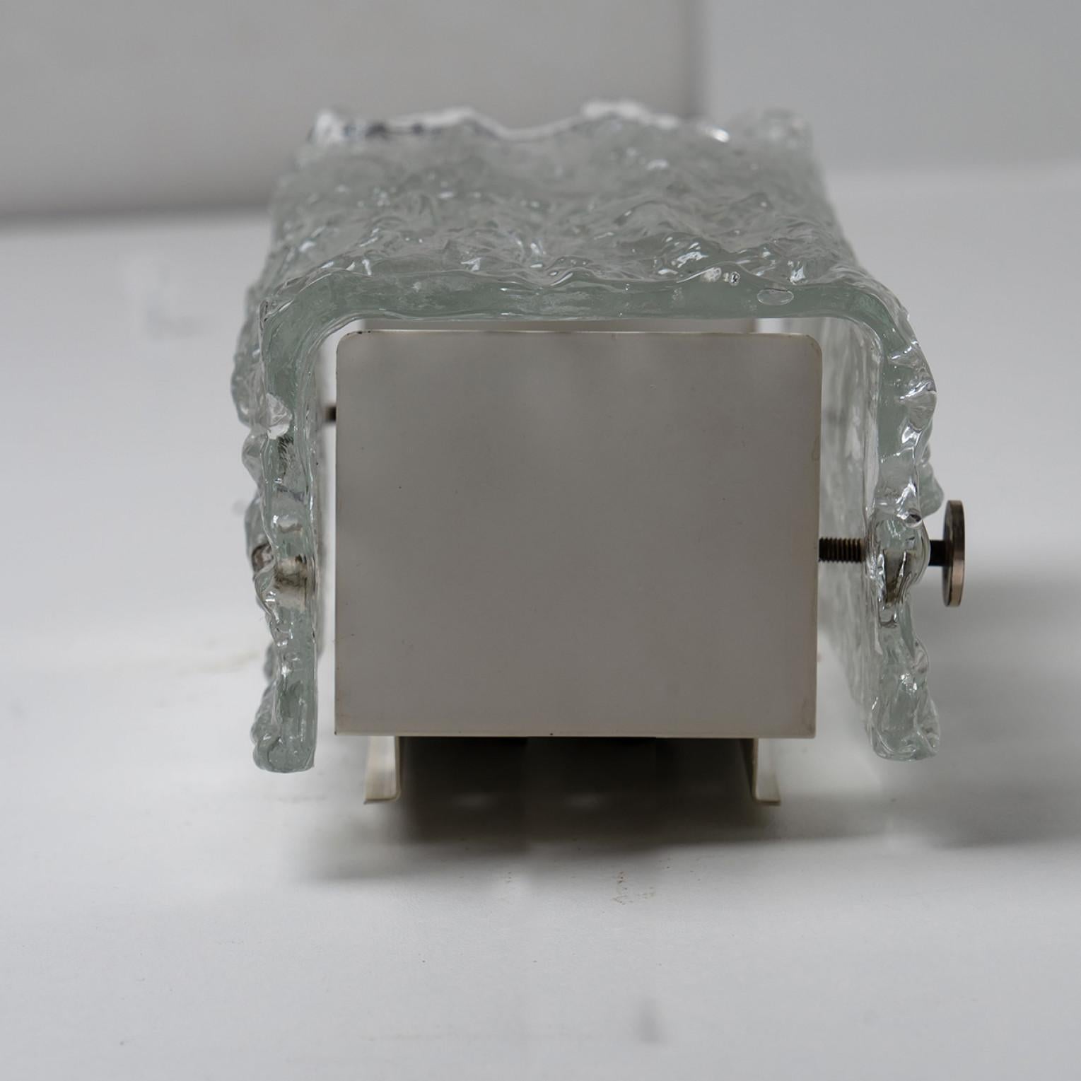 Other A pair of Rock Textured Glass Silver Wall Lights Kalmar, 1970s For Sale