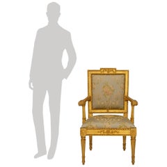 Coppia di poltrone romane del XVIII secolo in legno dorato del periodo Luigi XVI, circa 1780
