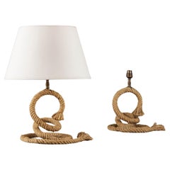 A Pair of Rope Spiral Table Lamps After Audoux Minet