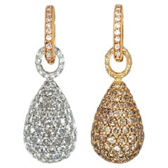 A Pair of Rose gold, White Gold, Fancy Light Brown Diamond and Diamond Earrings