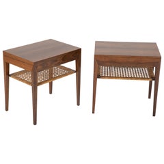 Pair of Rosewood and Cane Nightstands by Severin Hansen Jr.