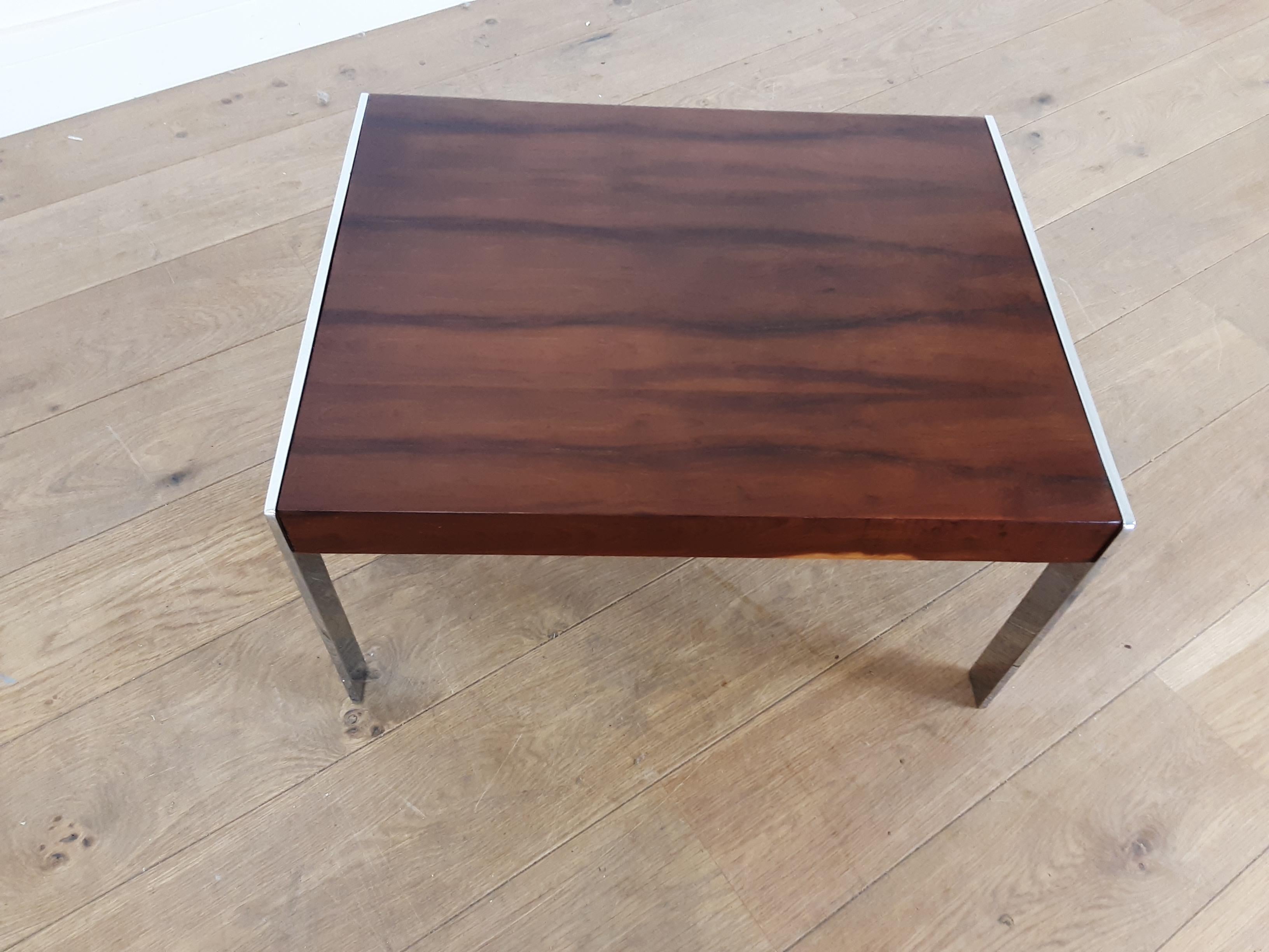 Mid-Century Modern Pair of Rosewood and Chrome Tables by Merrow Associates For Sale