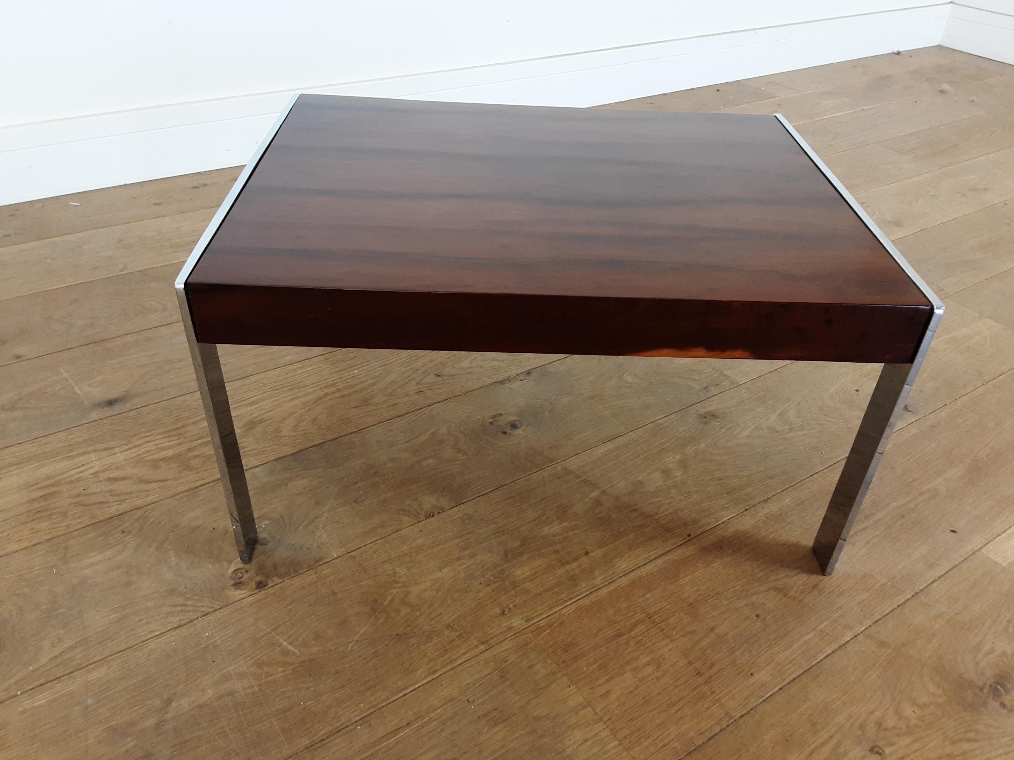 British Pair of Rosewood and Chrome Tables by Merrow Associates For Sale