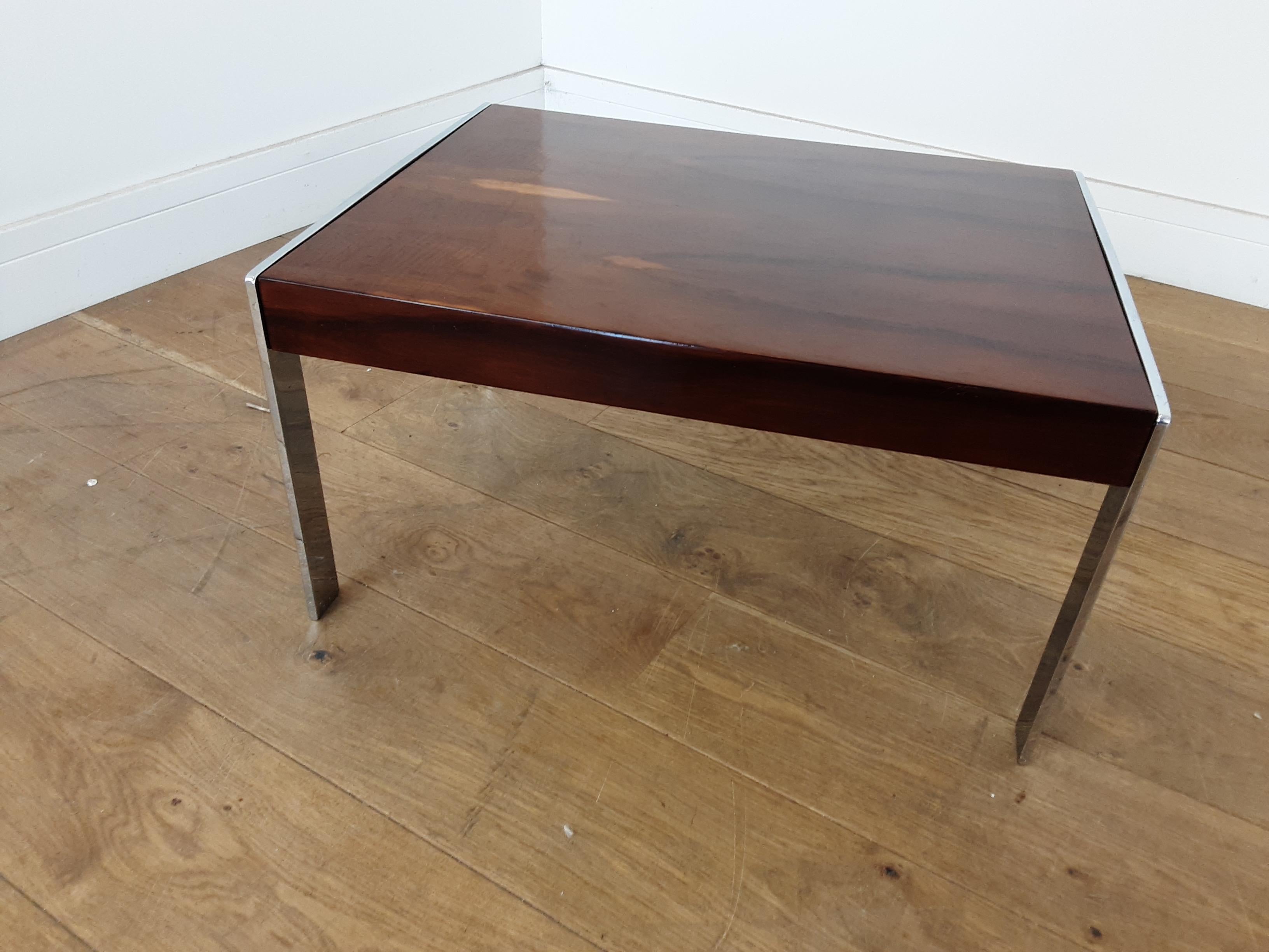 Pair of Rosewood and Chrome Tables by Merrow Associates In Good Condition For Sale In London, GB