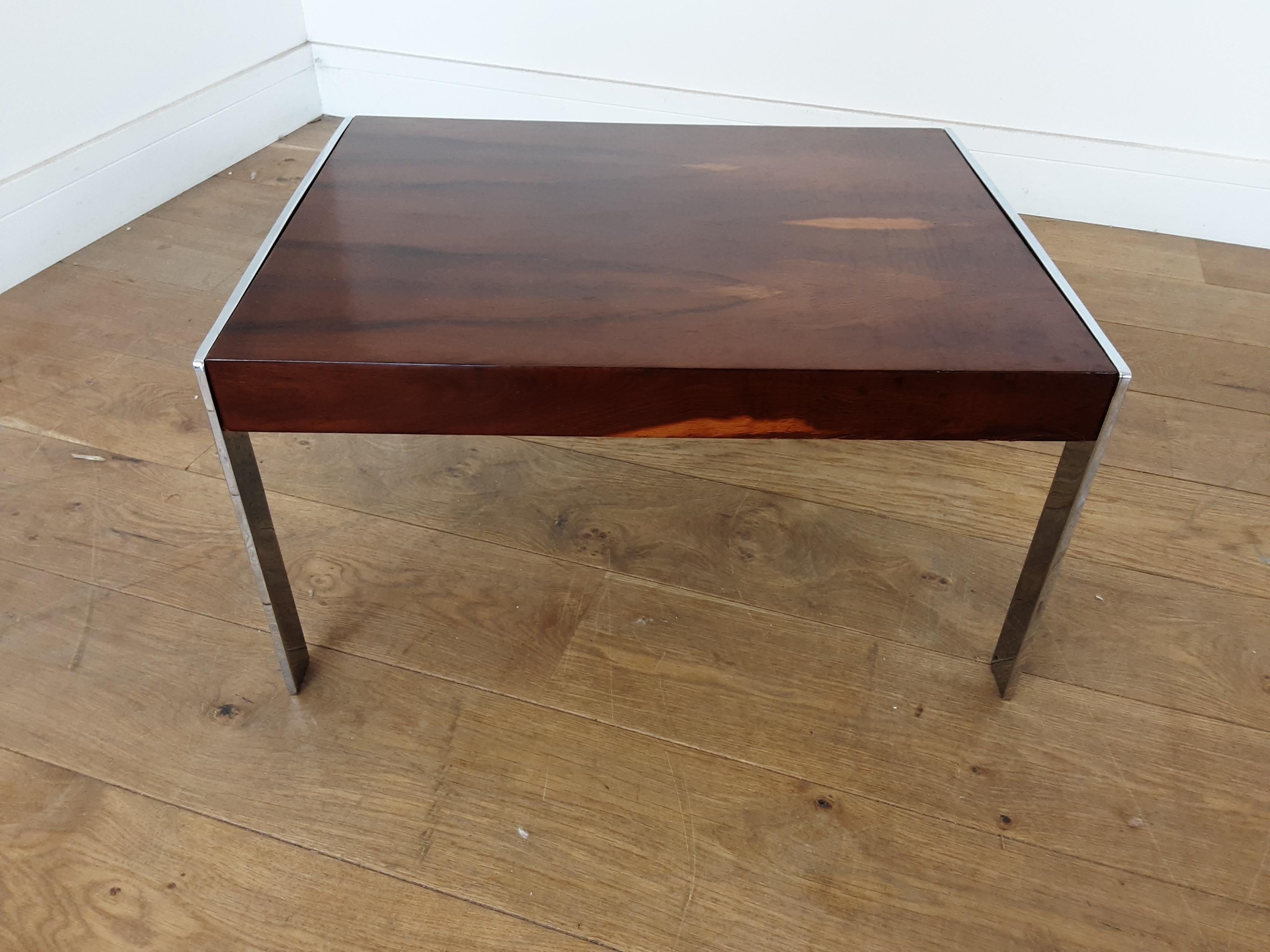 20th Century Pair of Rosewood and Chrome Tables by Merrow Associates For Sale