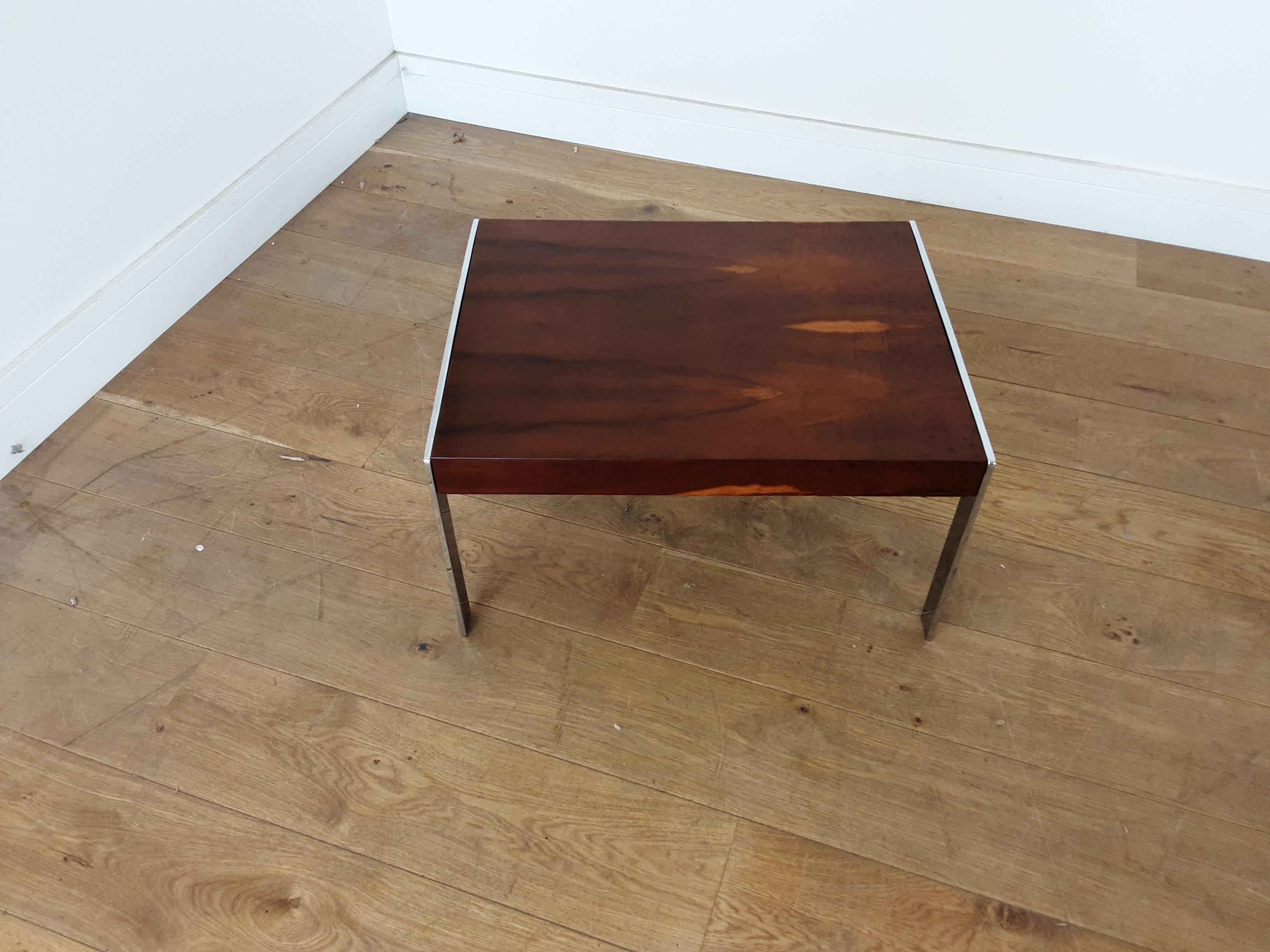 Pair of Rosewood and Chrome Tables by Merrow Associates For Sale 1