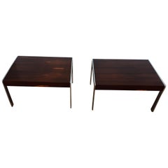 Pair of Rosewood and Chrome Tables by Merrow Associates