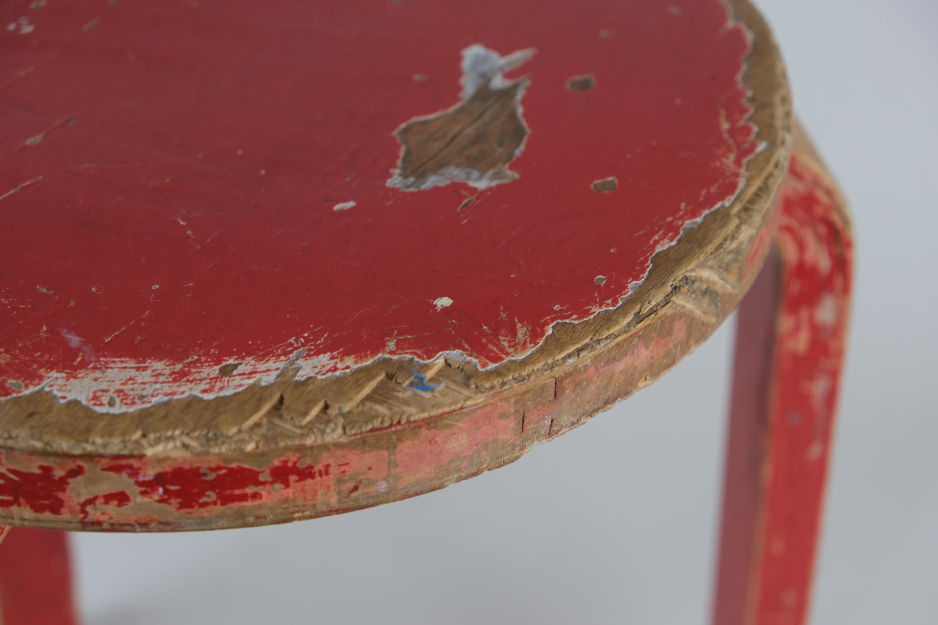 A 'Pair' of Roughly Loved Alvar Aalto Stools Model 60 In Birch, Artek 1950s For Sale 1