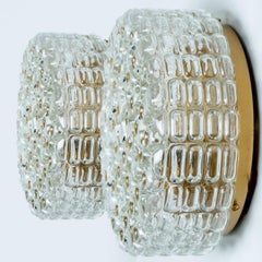 A Pair of Round Clear Bubble Glass Wall Lights in the Style of Helena Tynell